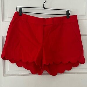 J. Crew Factory | Red Scalloped Shorts
